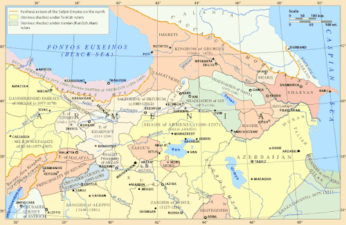 Map of the Shaddadids ( , ), 11th-12th centuries CE