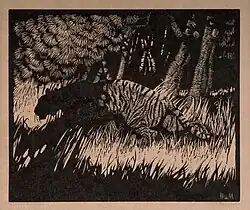 'Shadows', wood engraving (1929).