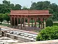 A Mughal style structure inside the gardens