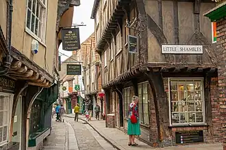 Intersection of Shambles and Little Shambles streets, York, England