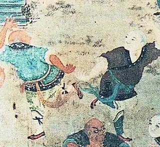 Image 37Depiction of fighting monks demonstrating their skills to visiting dignitaries (early 19th-century mural in the Shaolin Monastery). (from Chinese martial arts)