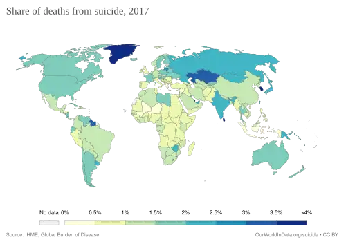 Share of deaths from suicide, 2017[248]