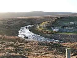 The Uidh Chrò burn with the ridge shown behind caused by Loch Maree fault.