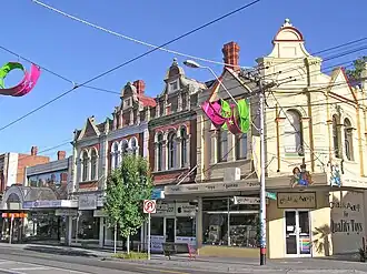 Victorian shopfronts on the corner of Glen Huntly & St Georges Roads