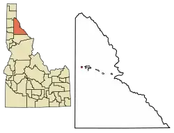 Location of Pinehurst in Shoshone County, Idaho.