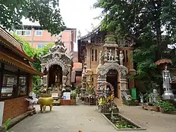 Several shrines at the left side of the viharn