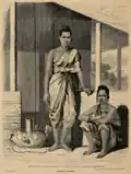 Siamese women wearing Sabai and chong kraben, 1863