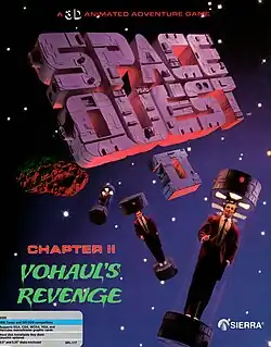 Illustrated video game box art with men in business suits floating in space inside tubes beneath large 3D block letters spelling the game's title
