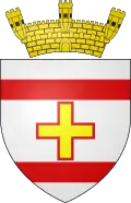 Siġġiewi (Città Ferdinand). Argent on a fess Gules a cross couped Or.[21]