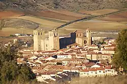 Photo of a town with a large cathedral