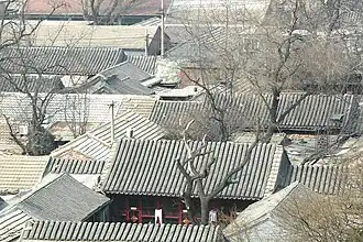 View of a section of a siheyuan neighborhood in Beijing