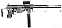 The M3 submachine “Grease” gun was fitted with a custom silenced barrel by R&D and used primarily in the Far East.