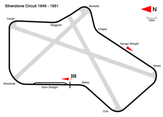 Silverstone Circuit in 1950–1951 configuration