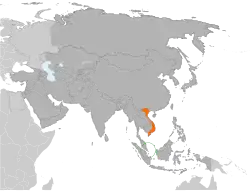 Map indicating locations of Singapore and Vietnam