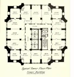 A typical floor plan in the tower section