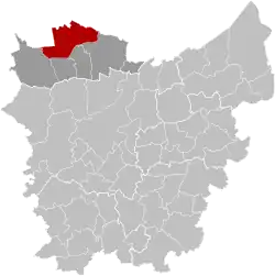 Location of Sint-Laureins in East Flanders