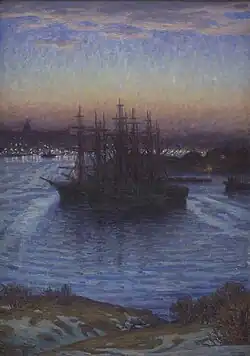 Painting of anchored ships