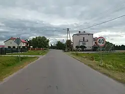 Main road of Skrobów, view to the south