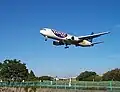 A Yahoo! JAPAN-branded Boeing 767 operated by Skymark Airlines at Osaka International Airport in 2000