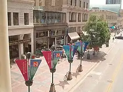 View of Nicollet Mall from a skyway