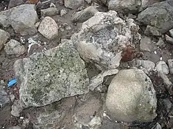 Block of crystallized slag used as fill