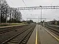 Railway tracks in the direction of Krustpils, where the power line ends very soon
