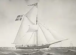 Swedish sloop with the later Union flag, and pennant featuring the union mark (1886)