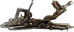 Internal view of a cocked snaphance lock