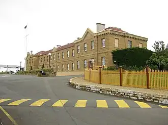 The two-storey Soldiers Barracks at Anglesea Barracks. This building was built between 1847 and 1848.