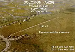 A picture of the airport at Solomon, Alaska.