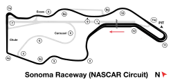 Track map of the Sonoma Raceway NASCAR Circuit.