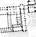 Lefuel's plan for the Escalier Daru (ground floor), photographed by Édouard Baldus