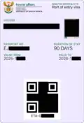South Africa ETA / Port of Entry Visa (in Apple Wallet)