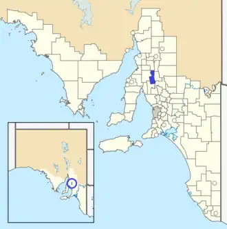 The District Council of Blyth as it was prior to disestablishment (blue)