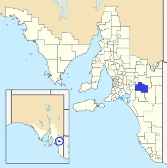 The District Council of Karoonda as it was prior to disestablishment (blue)