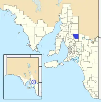 The District Council of Robertstown as it was prior to disestablishment (blue)