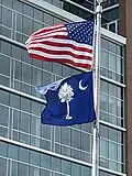 South Carolinia flag under the U.S. flag.