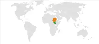 A map showing South Sudan and Sudan