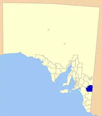 The position of Southern Mallee District Council in SA.