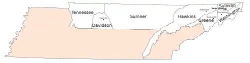 Map of the Southwest Territory in 1790