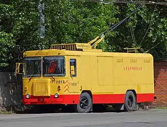 Trolleytruck KTG-1 in Saint Petersburg, Russia, used for depot work.