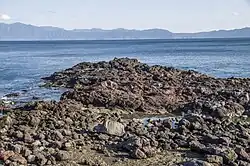 View from Cape Nagasakibana across Kagoshima Bay entrance to the end of the Ōsumi Peninsula