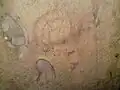 Spiral mark on stone in chamber