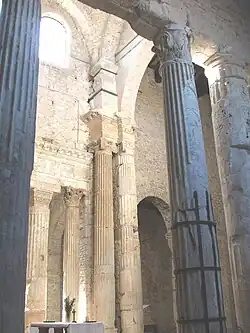 part of a Roman temple that is now part of a church at San Salvatore
