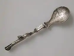 Silver-plated bronze spoon adorned with a panther, Roman, 3rd-4th century, found in France