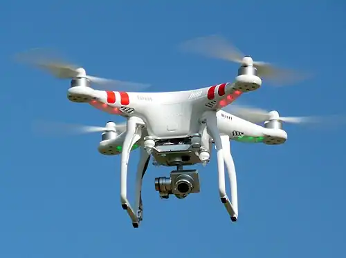 a Phantom 2 Vision+ in the air