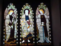 Stained glass window of Thomas the Apostle, the traditional founder of Indian Christianity, in his namesake St Thomas CNI church, the 300-year-old Cathedral of Mumbai (Bombay)[109]