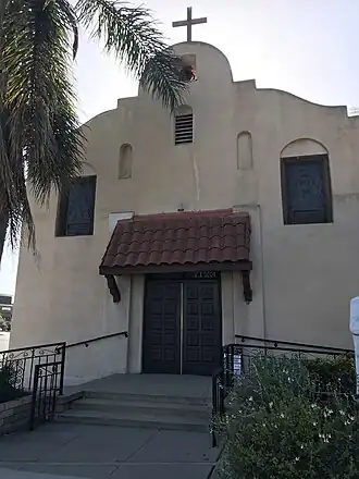 Front of a mission-style church