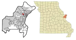 Location of St. John, Missouri