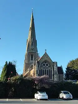 The east end of the church viewed from Churchfield Road car park.